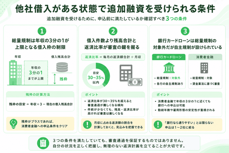 他社借入がある状態で追加融資を受ける際に確認すべき条件の解説